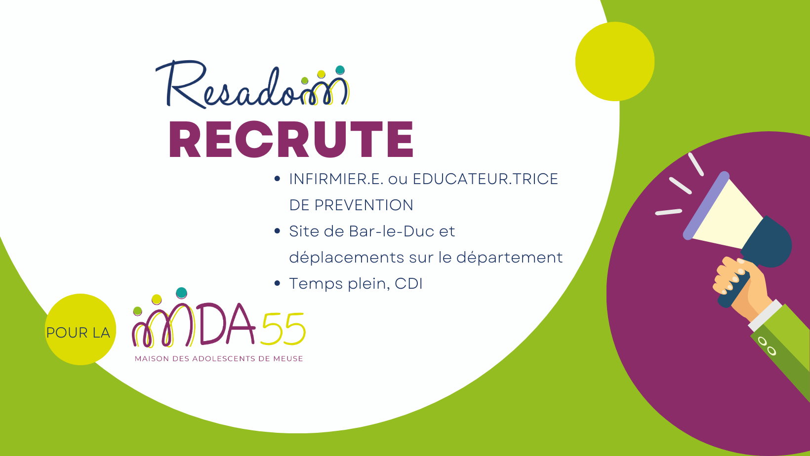 Resadom recrute un.e infirmier.e ou un.e éducateur.trice de prévention